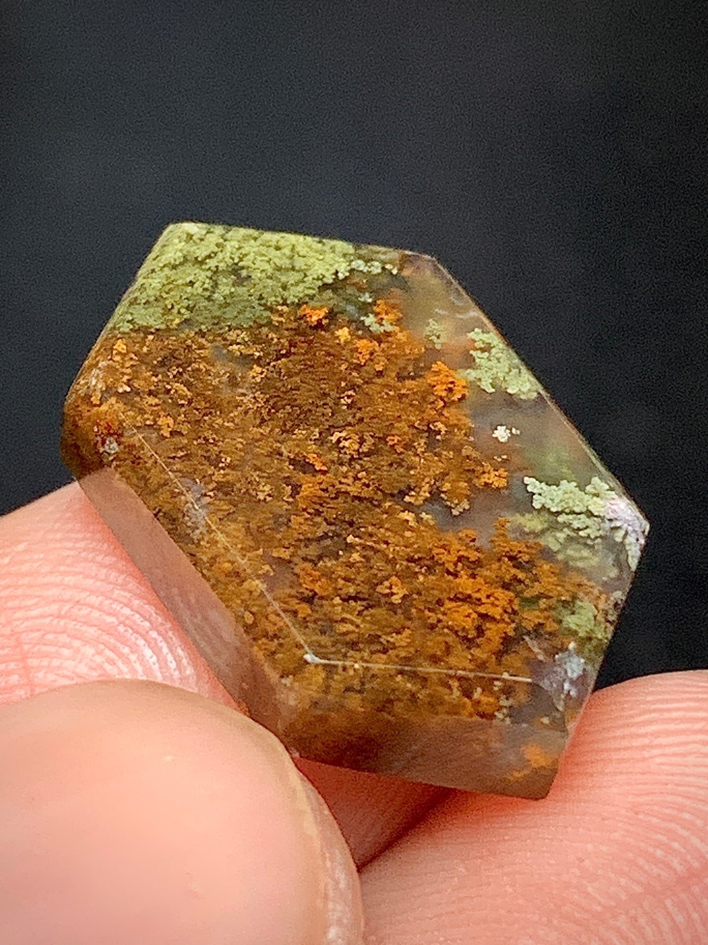 Scenic Moss Agate Hexagon Cabochon 18.5x11x4mm