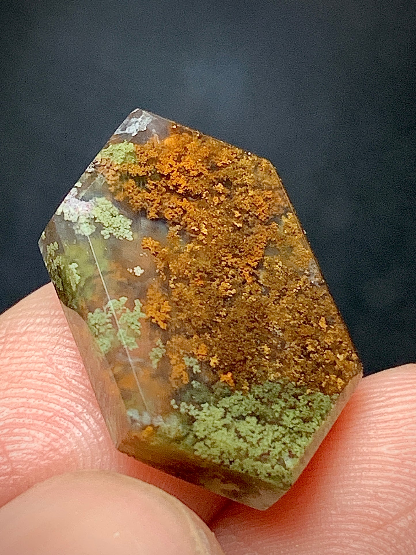 Scenic Moss Agate Hexagon Cabochon 18.5x11x4mm