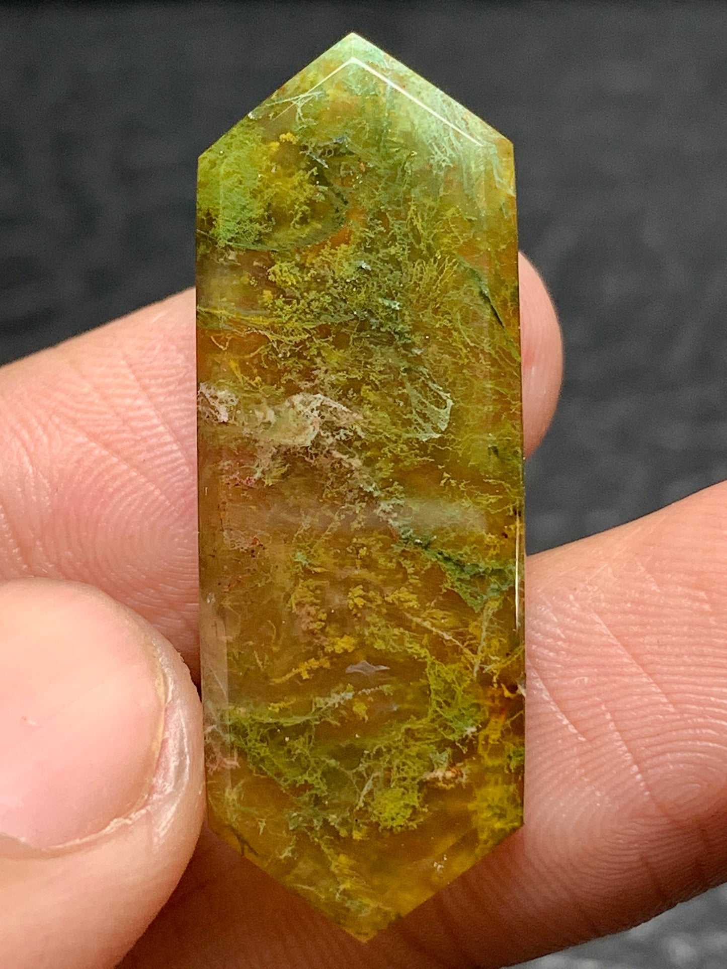 Natural Moss Agate Hexagon Cabochon 34x12x5mm