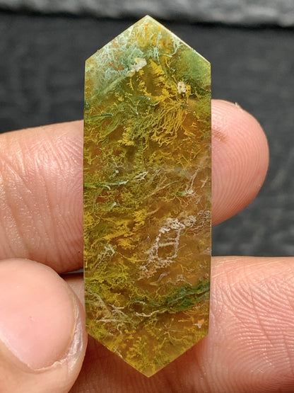 Natural Moss Agate Hexagon Cabochon 34x12x5mm