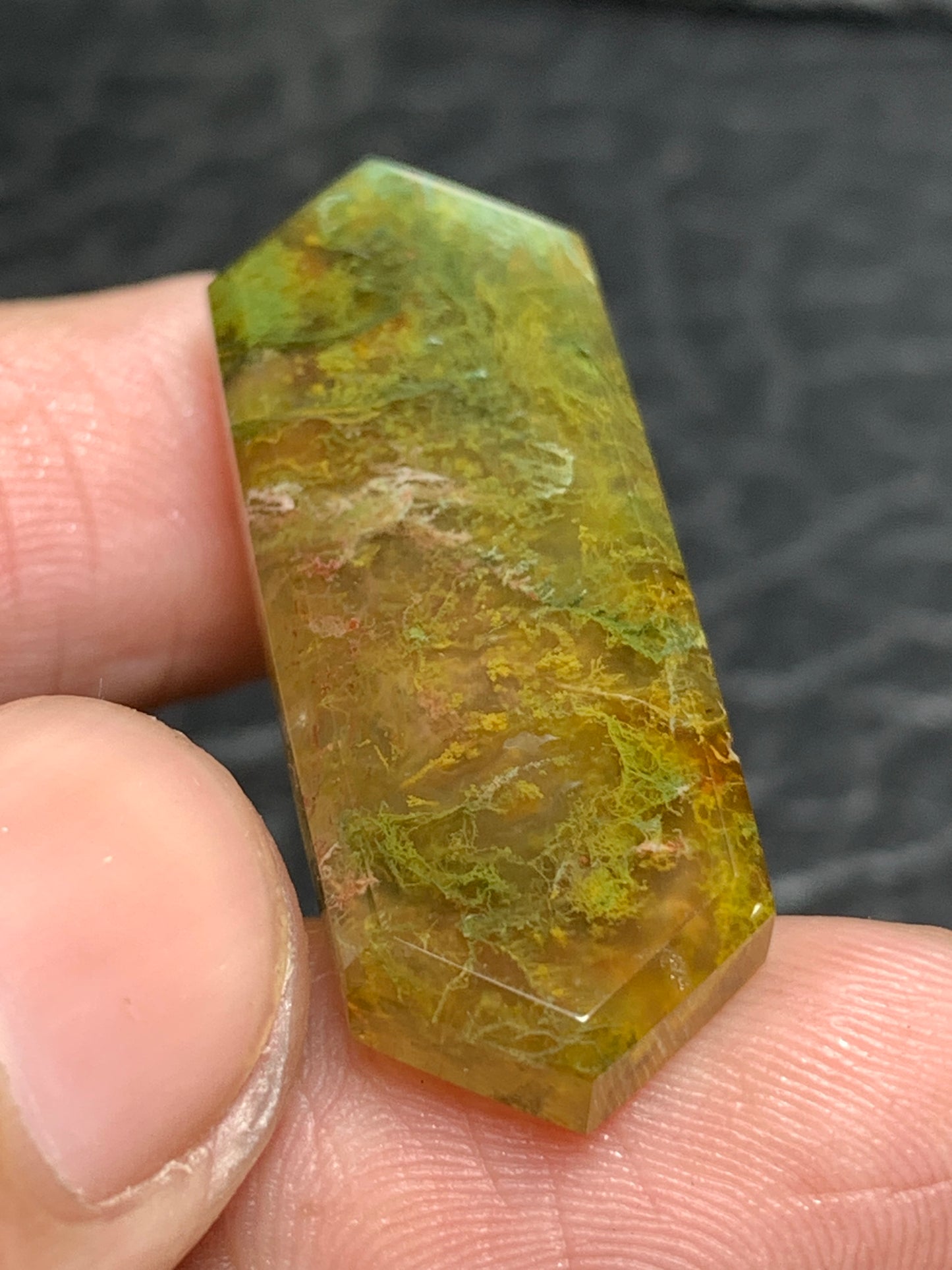 Natural Moss Agate Hexagon Cabochon 34x12x5mm