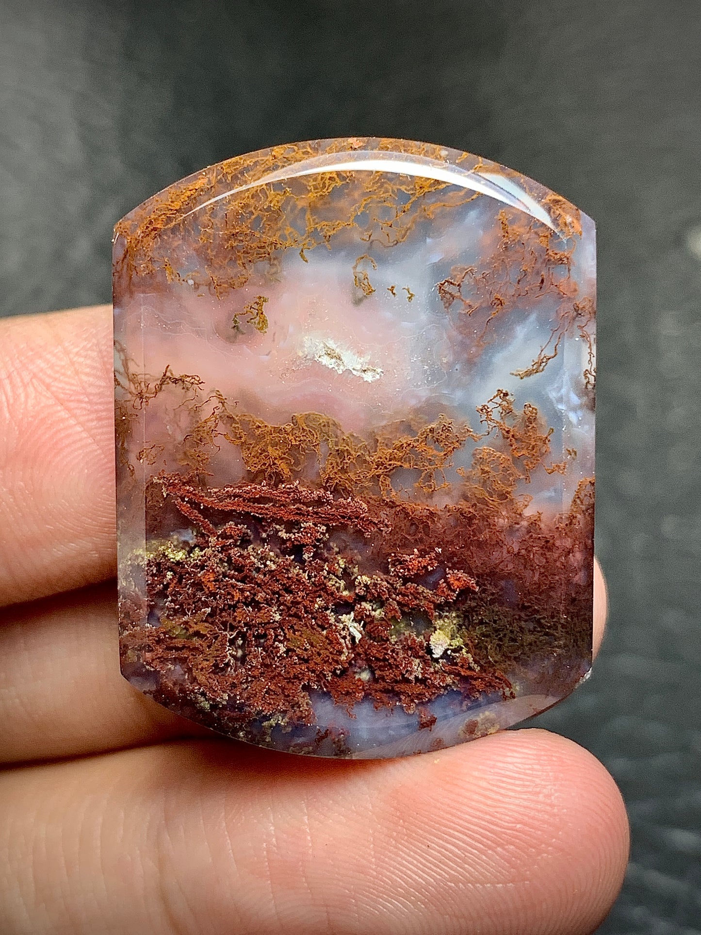 Scenic Moss Agate Oblong Cabochon 32x25x5mm