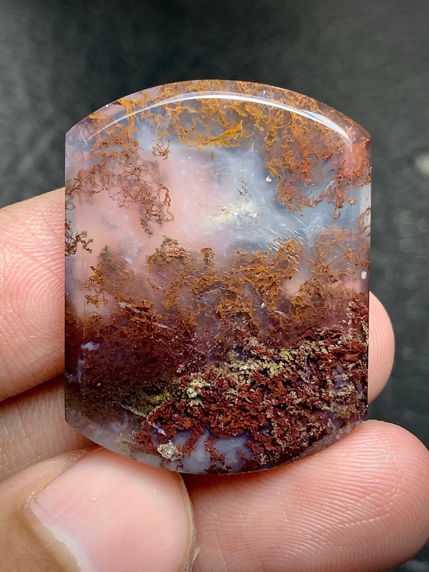 Scenic Moss Agate Oblong Cabochon 32x25x5mm