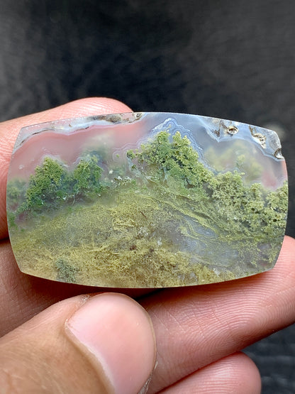 Scenic Moss Agate Oblong Cabochon 35.5x22x5mm