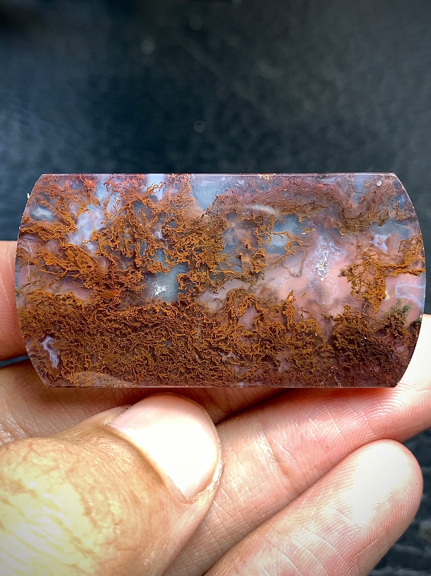 Scenic Moss Agate Oblong Cabochon 45x24x4.5mm