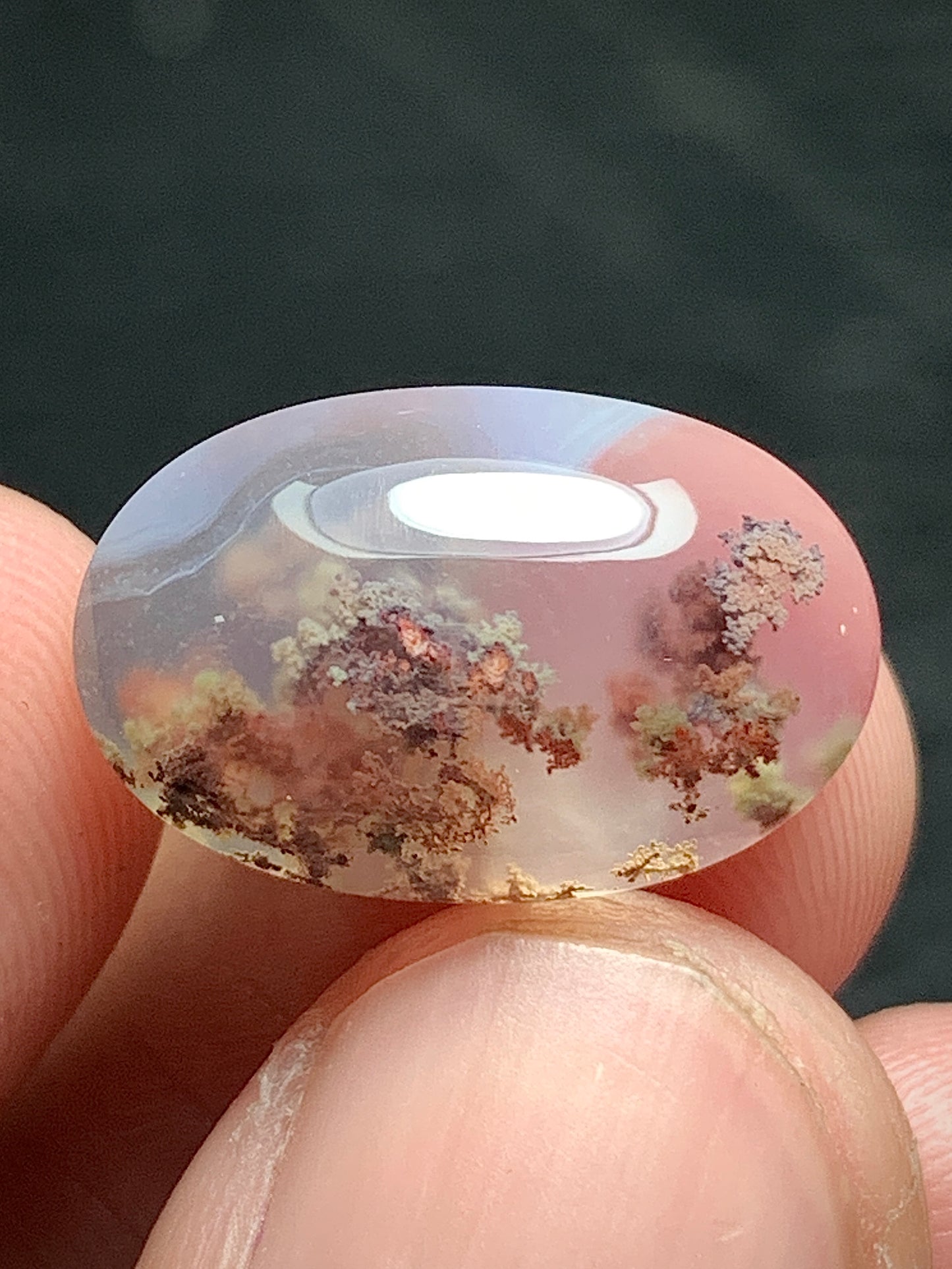 Natural Scenery Tiny Moss Agate Oval Cabochon 17x11x6mm