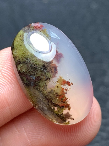 Natural Scenery Moss Agate Oval Cabochon 21x13x6.5mm