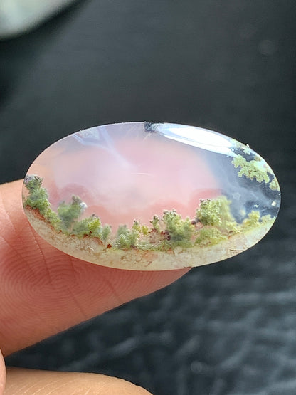 Scenic Natural Moss Agate Oval Cabochon 22x12.7x3.5mm