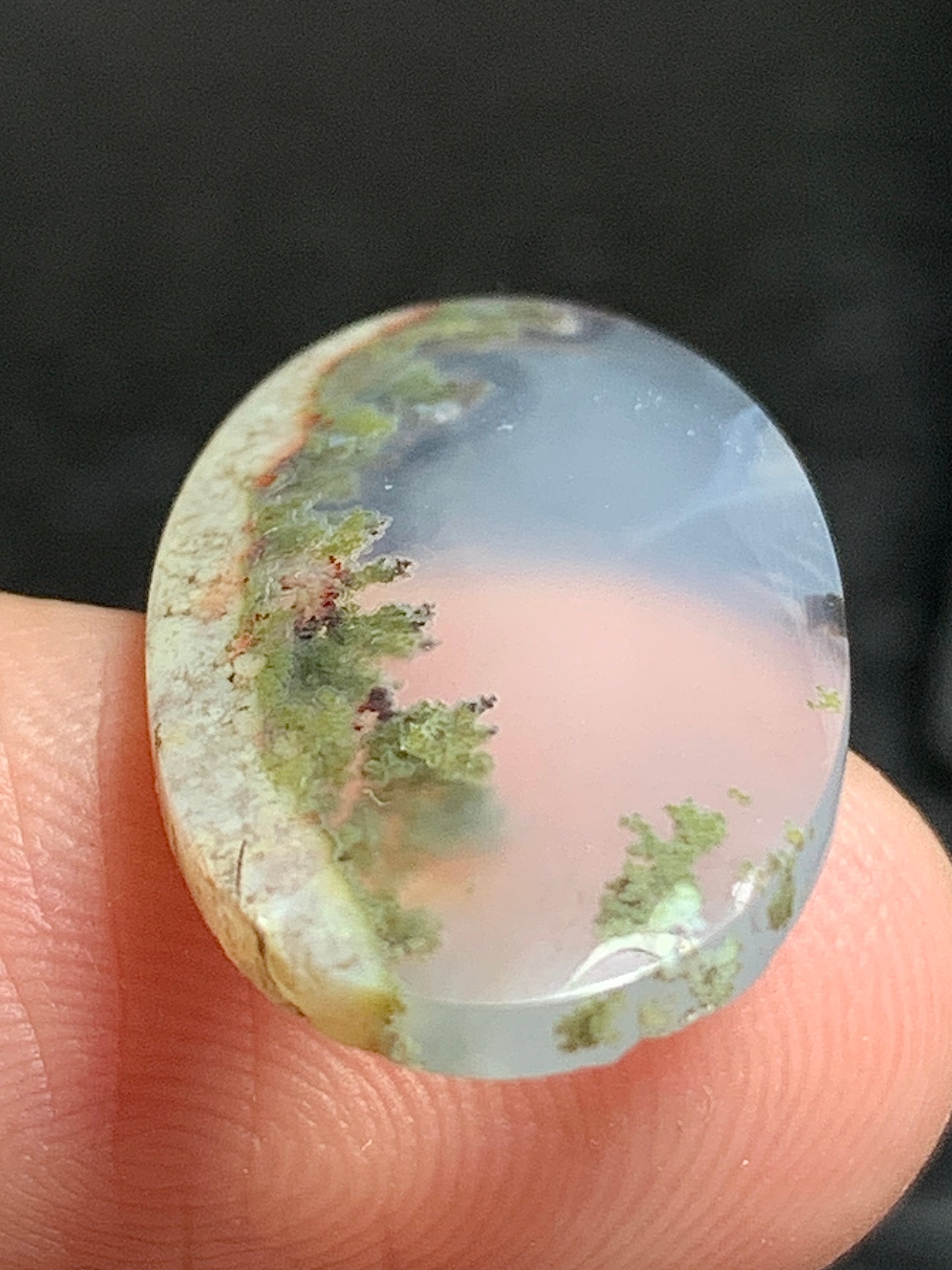 Scenic Natural Moss Agate Oval Cabochon 22x12.7x3.5mm