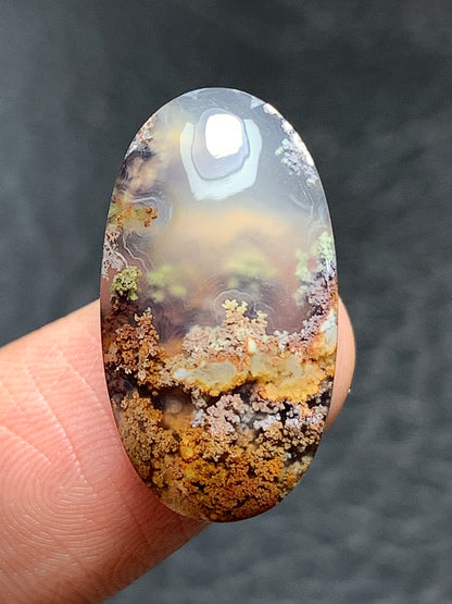 Scenic Natural Moss Agate Oval Cabochon 22x12x6mm