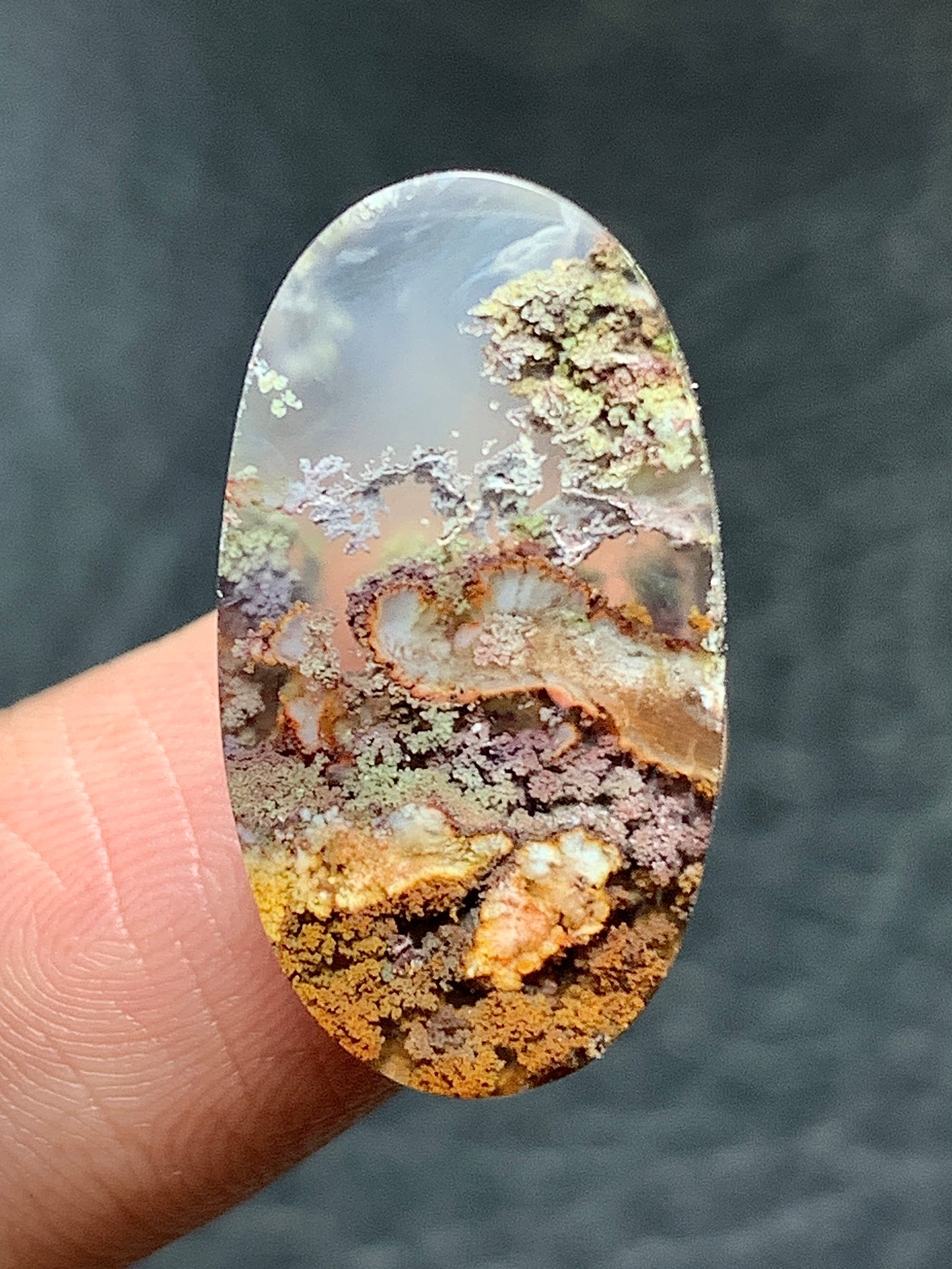 Scenic Natural Moss Agate Oval Cabochon 22x12x6mm