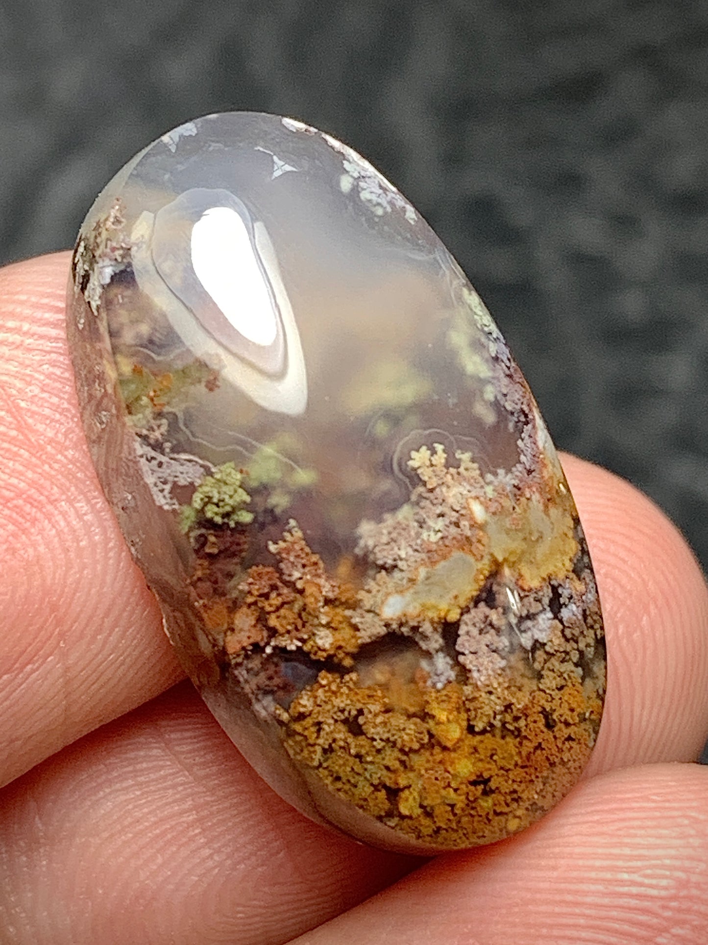 Scenic Natural Moss Agate Oval Cabochon 22x12x6mm