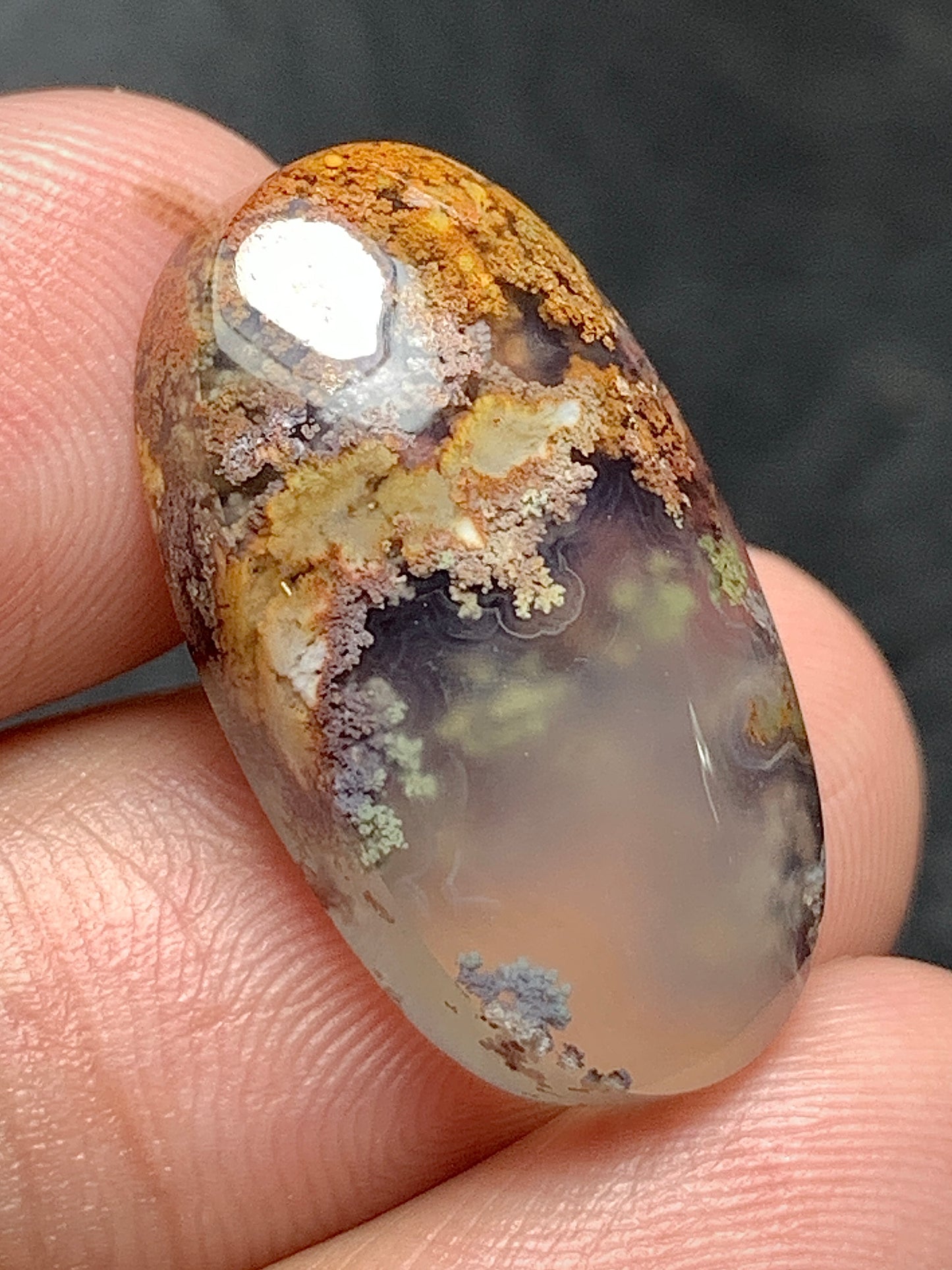 Scenic Natural Moss Agate Oval Cabochon 22x12x6mm