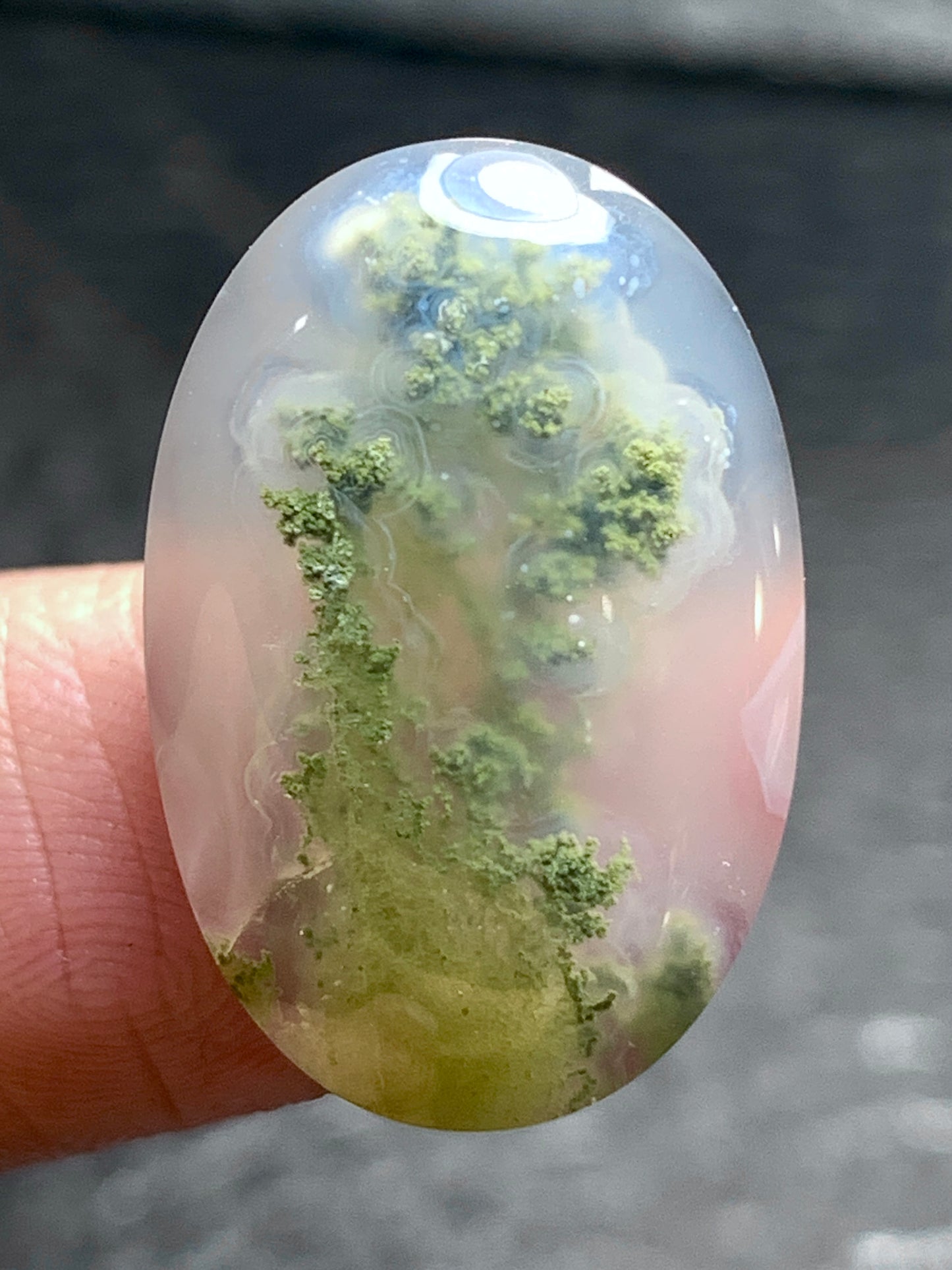 Scenic Moss Agate Oval Cabochon 22x15x5.7mm