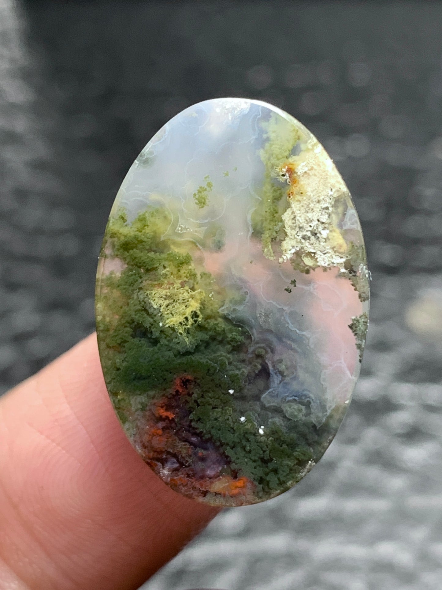 Scenic Moss Agate Oval Cabochon 23.5x15.7x5.5mm