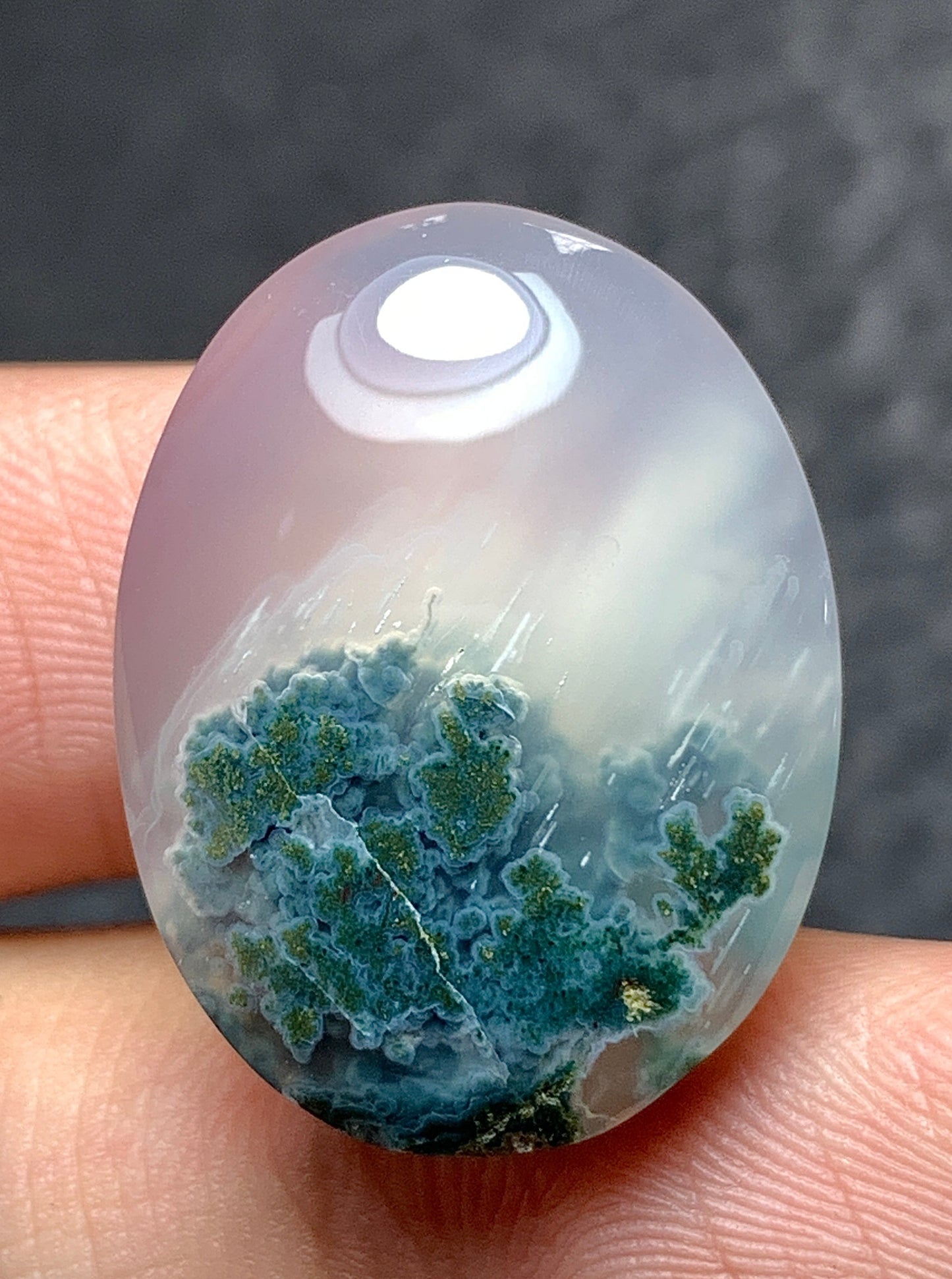 Scenic Moss Agate Oval Cabochon 23x18x6.5mm