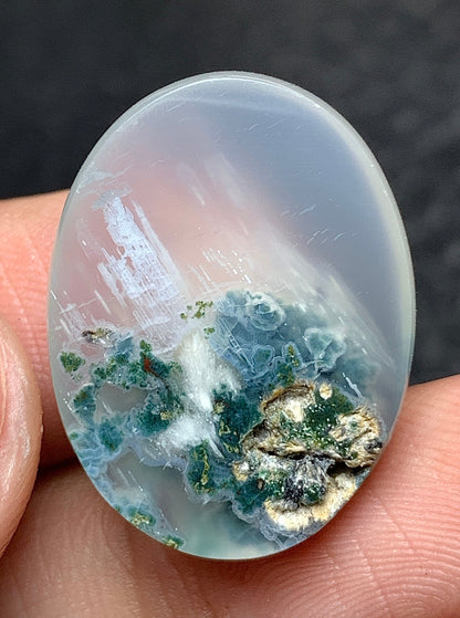 Scenic Moss Agate Oval Cabochon 23x18x6.5mm