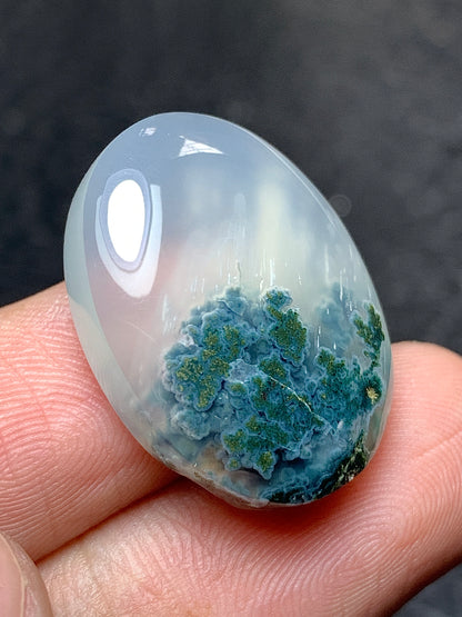 Scenic Moss Agate Oval Cabochon 23x18x6.5mm