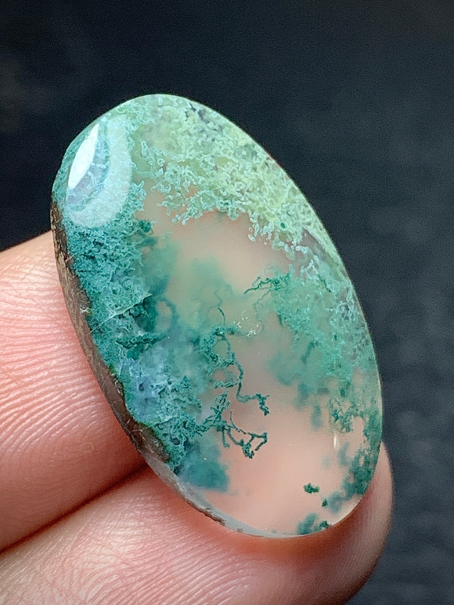 Scenic Moss Agate Oval Cabochon 24x15.5x4mm