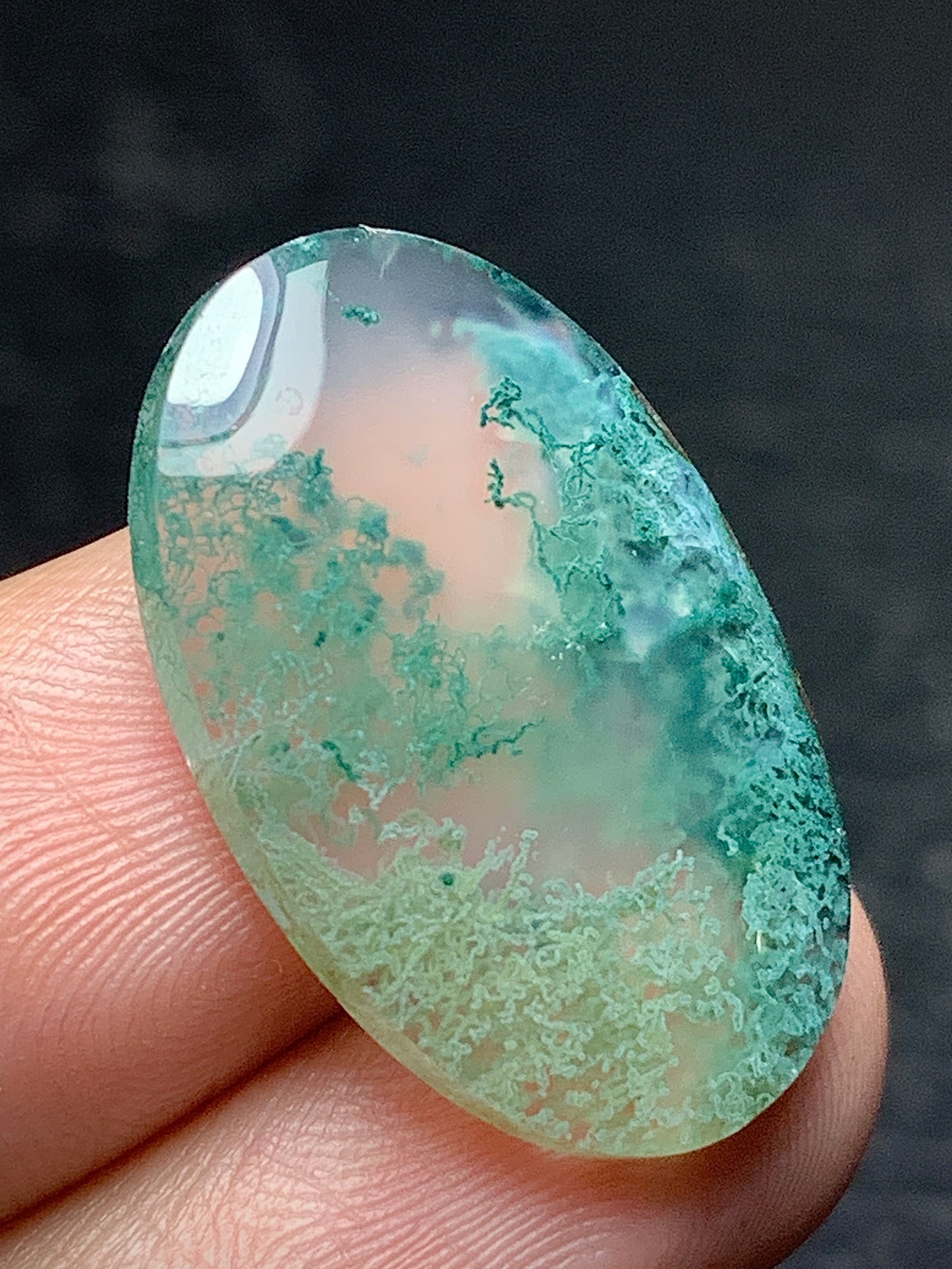 Scenic Moss Agate Oval Cabochon 24x15.5x4mm