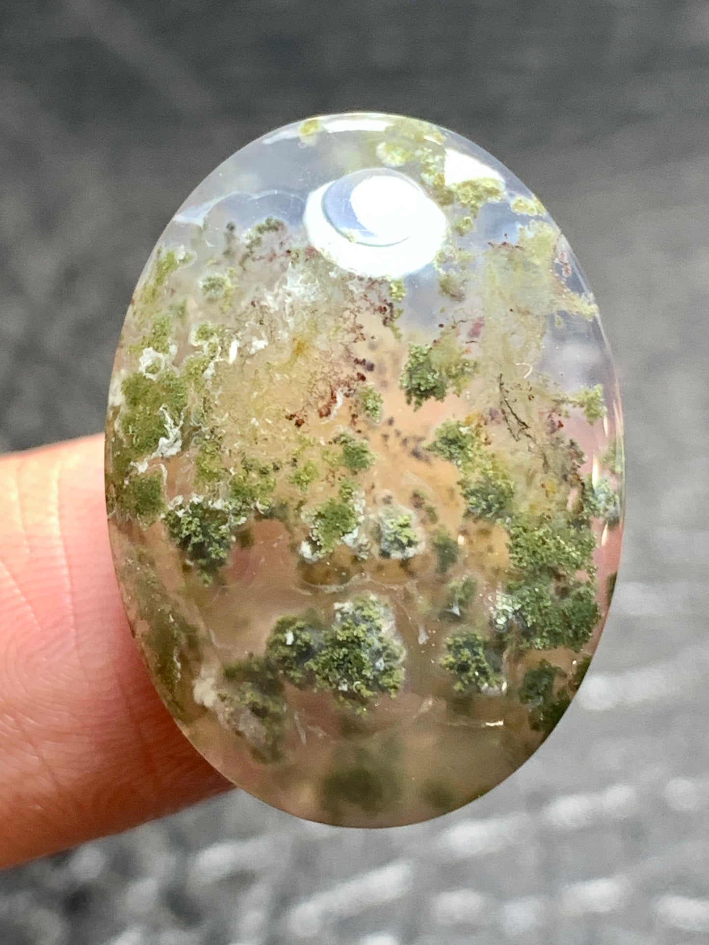 Scenic Moss Agate Oval Cabochon 24x17.8x7.2mm