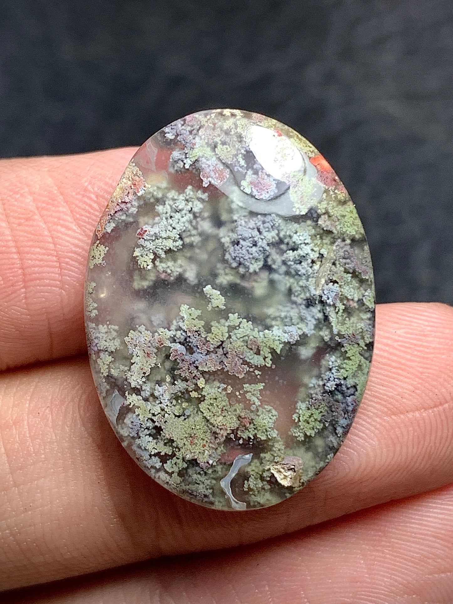 Scenic Moss Agate Oval Cabochon 25.3x23.5x6mm