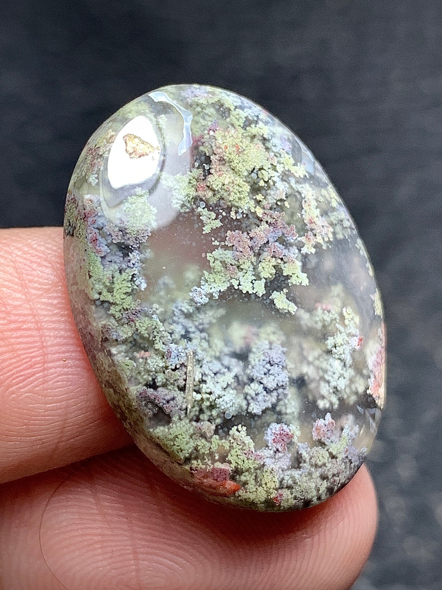 Scenic Moss Agate Oval Cabochon 25.3x23.5x6mm