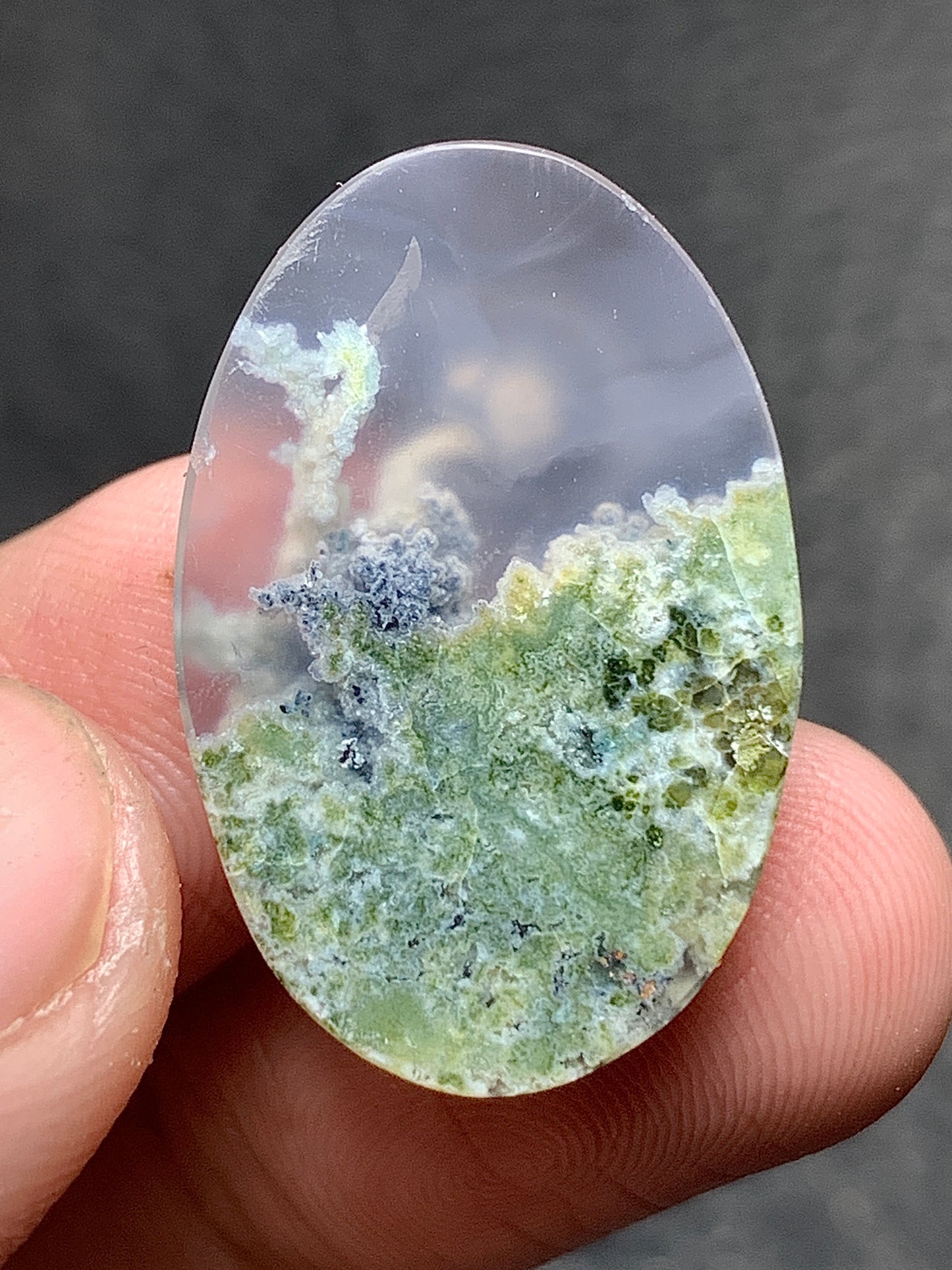 Scenic Moss Agate Oval Cabochon 25x16.5x5.5mm