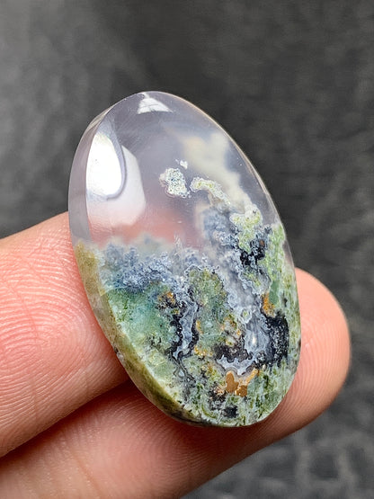 Scenic Moss Agate Oval Cabochon 25x16.5x5.5mm