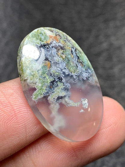 Scenic Moss Agate Oval Cabochon 25x16.5x5.5mm