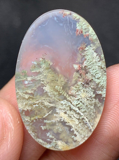 Scenic Moss Agate Oval Cabochon 26x16.5x6mm