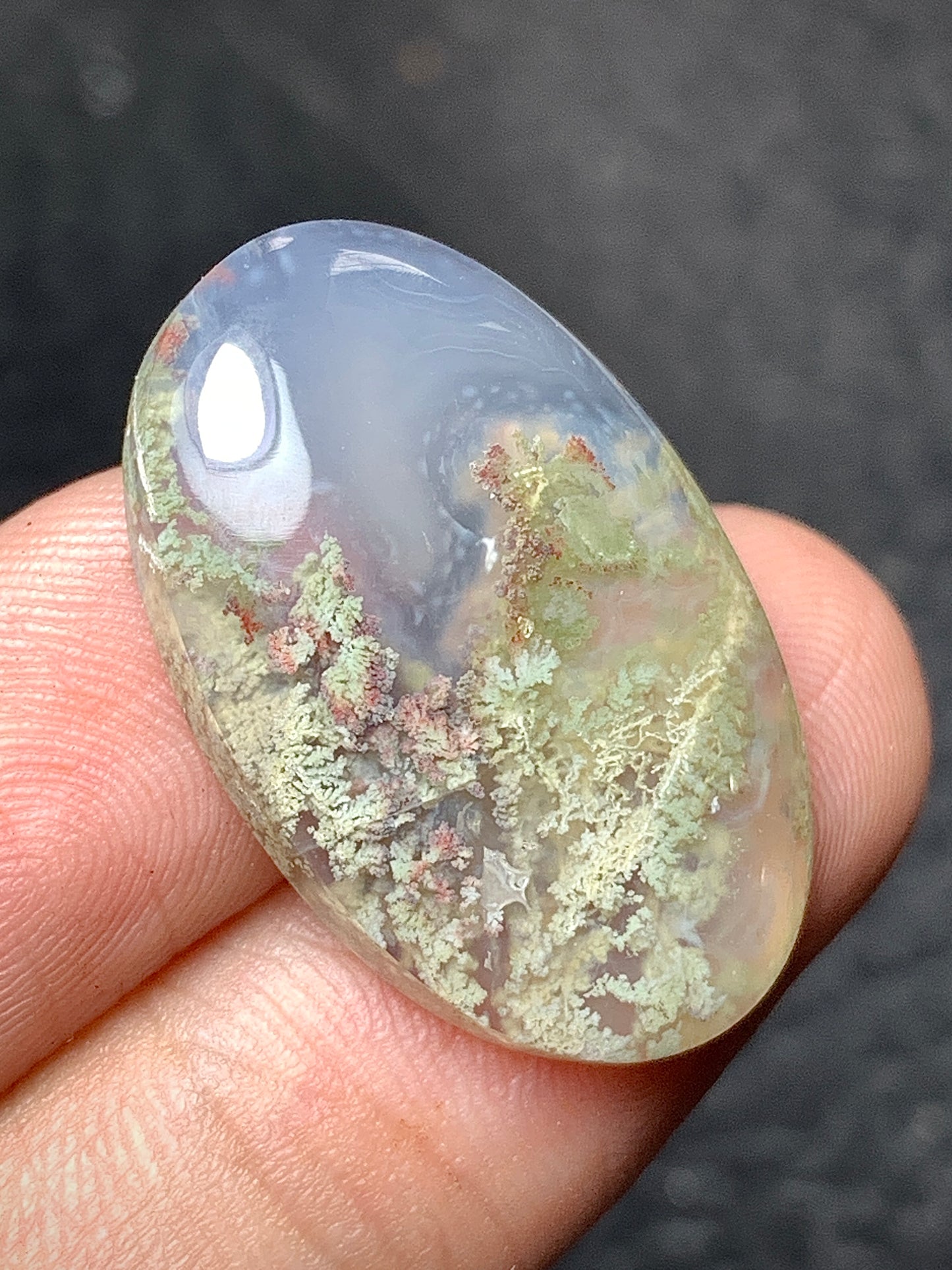 Scenic Moss Agate Oval Cabochon 26x16.5x6mm