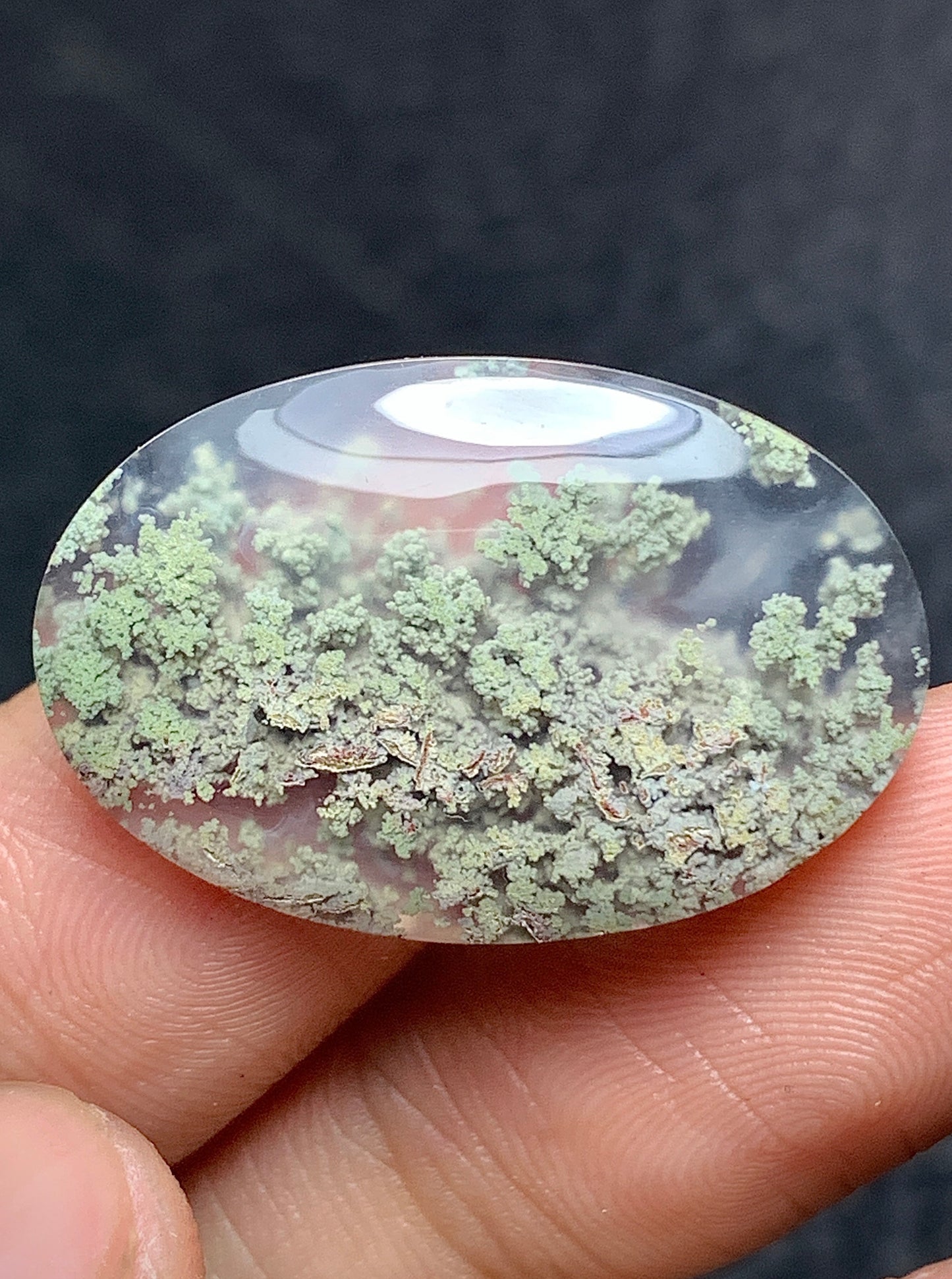 Scenic Moss Agate Oval Cabochon 26x16x4mm