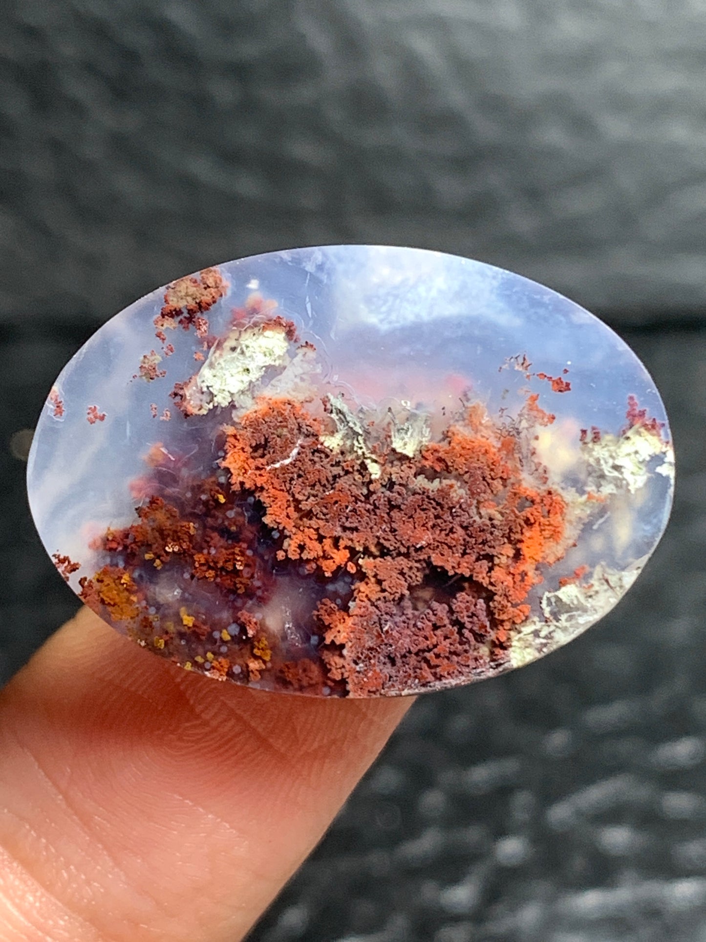 Scenic Moss Agate Oval Cabochon 26x18.2x5.5mm