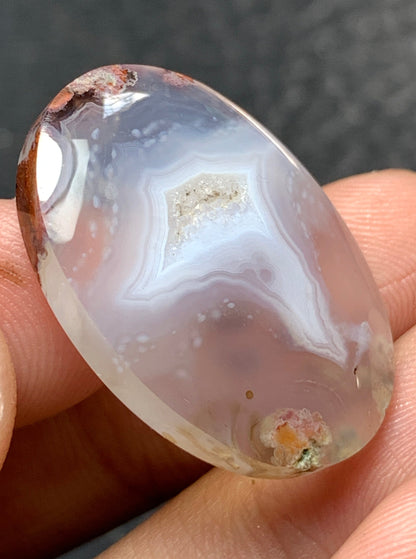 Scenic Moss Agate with Druzy Oval Cabochon 26x19x5.5mm