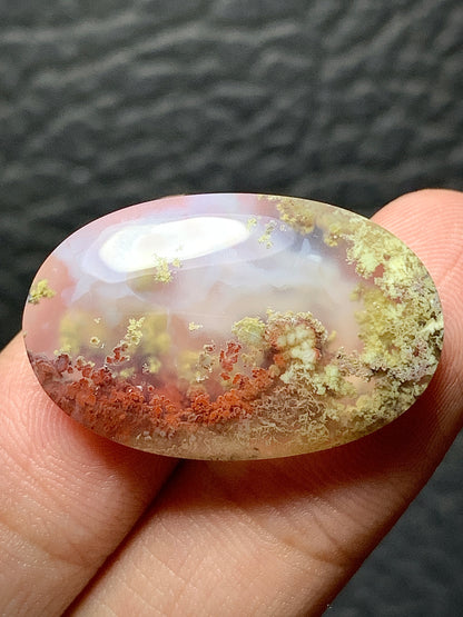 Scenic Moss Agate Oval Cabochon 27.6x17.7x6.5mm