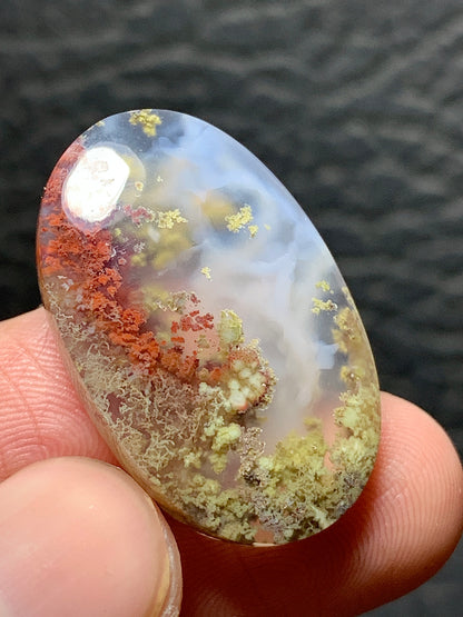 Scenic Moss Agate Oval Cabochon 27.6x17.7x6.5mm