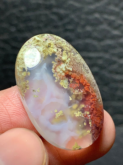 Scenic Moss Agate Oval Cabochon 27.6x17.7x6.5mm