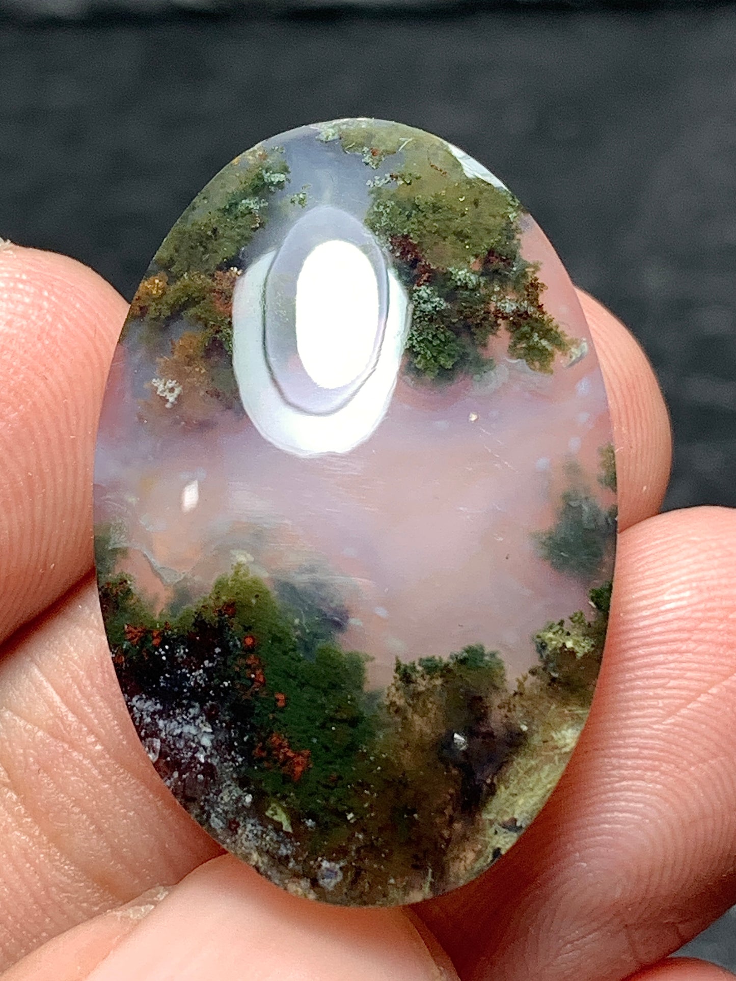 Scenic Moss Agate Oval Cabochon 27.5x18x5mm