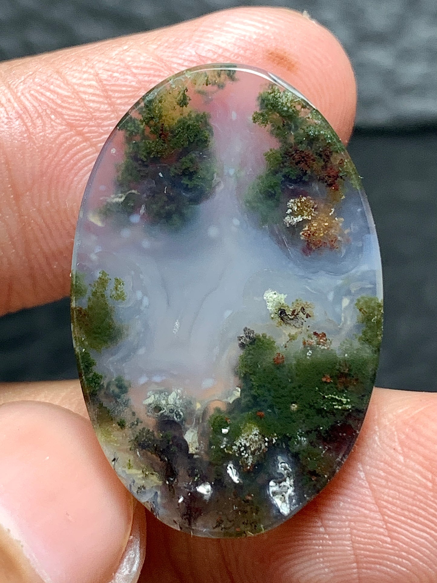 Scenic Moss Agate Oval Cabochon 27.5x18x5mm