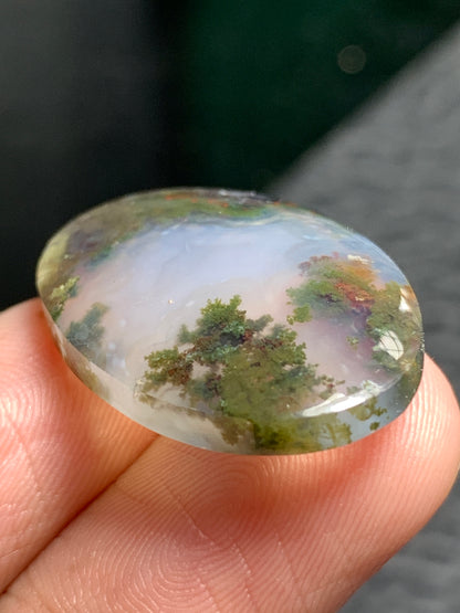 Scenic Moss Agate Oval Cabochon 27.5x18x5mm