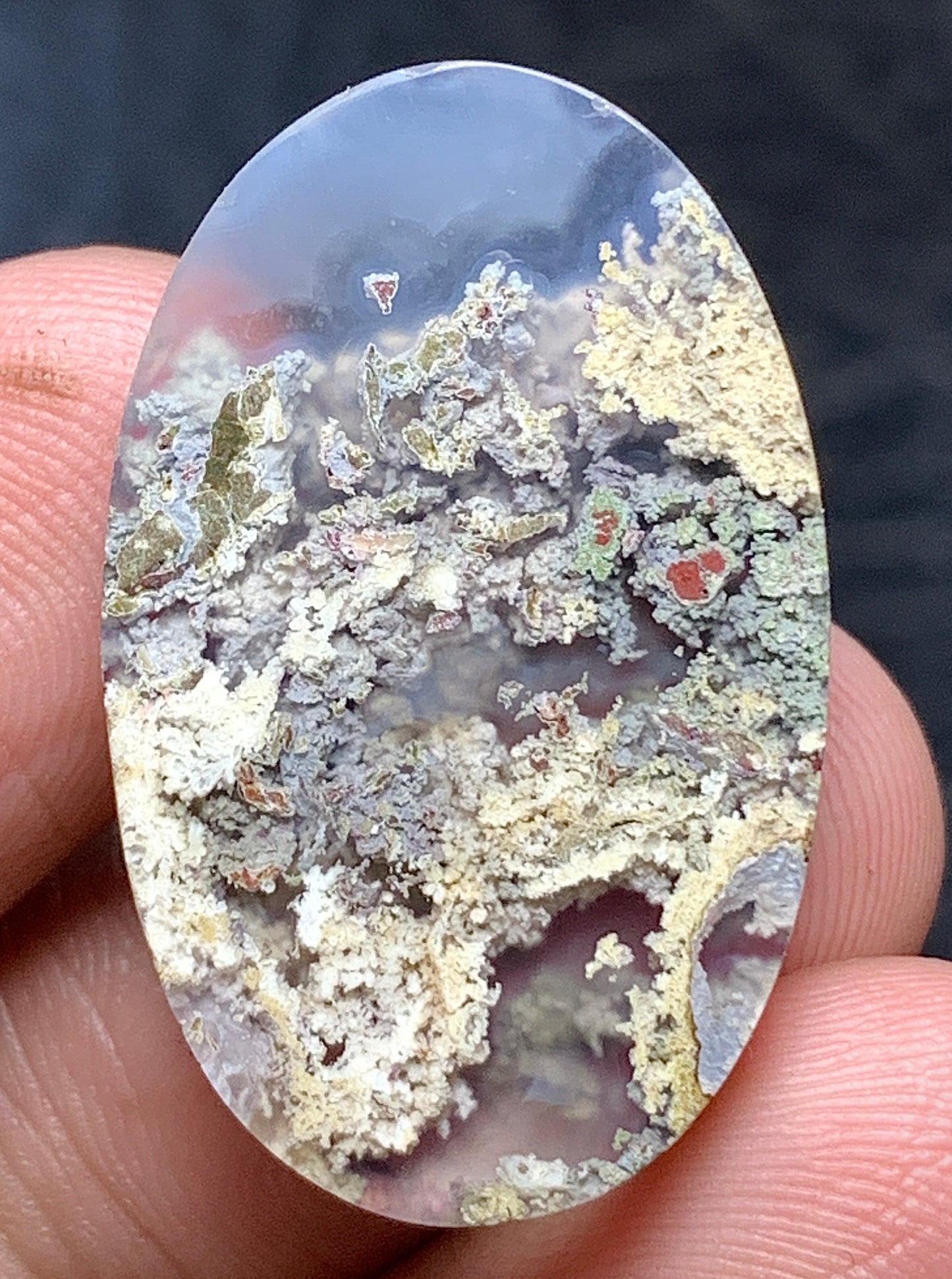 Scenic Moss Agate Oval Cabochon 27x17x4.5mm