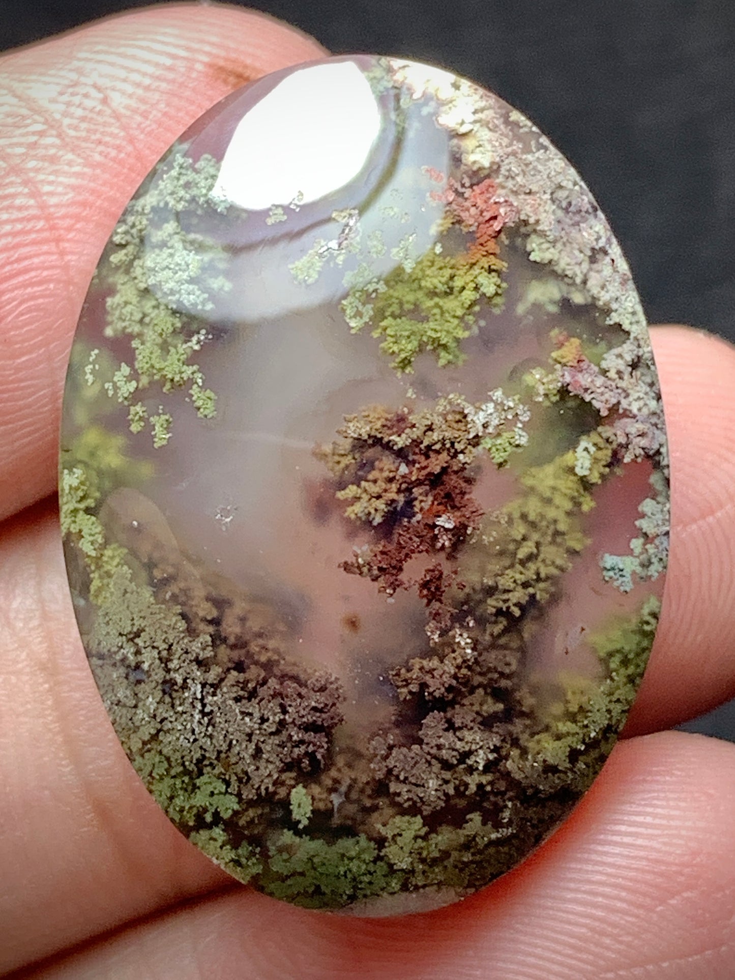 Scenic Moss Agate Oval Cabochon 27x19x8mm