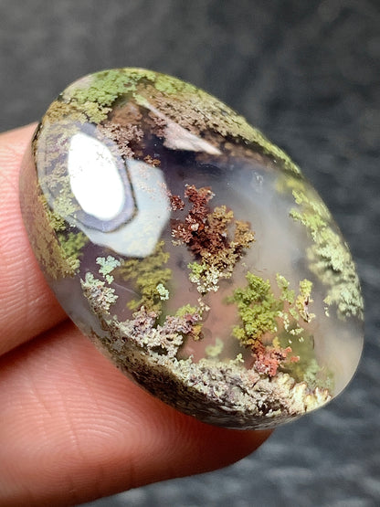 Scenic Moss Agate Oval Cabochon 27x19x8mm