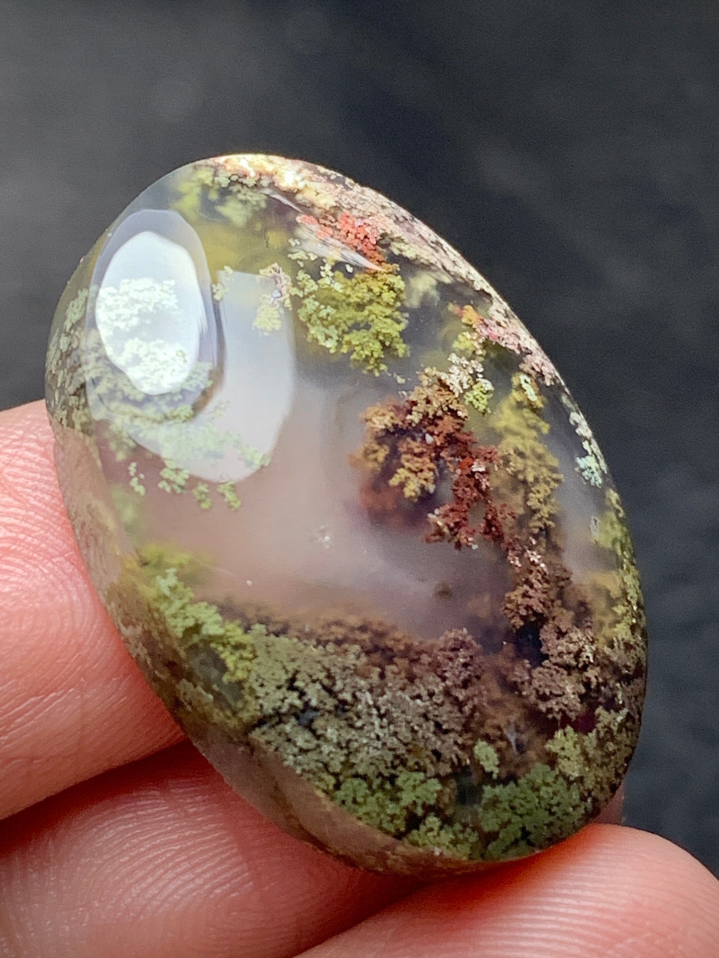 Scenic Moss Agate Oval Cabochon 27x19x8mm