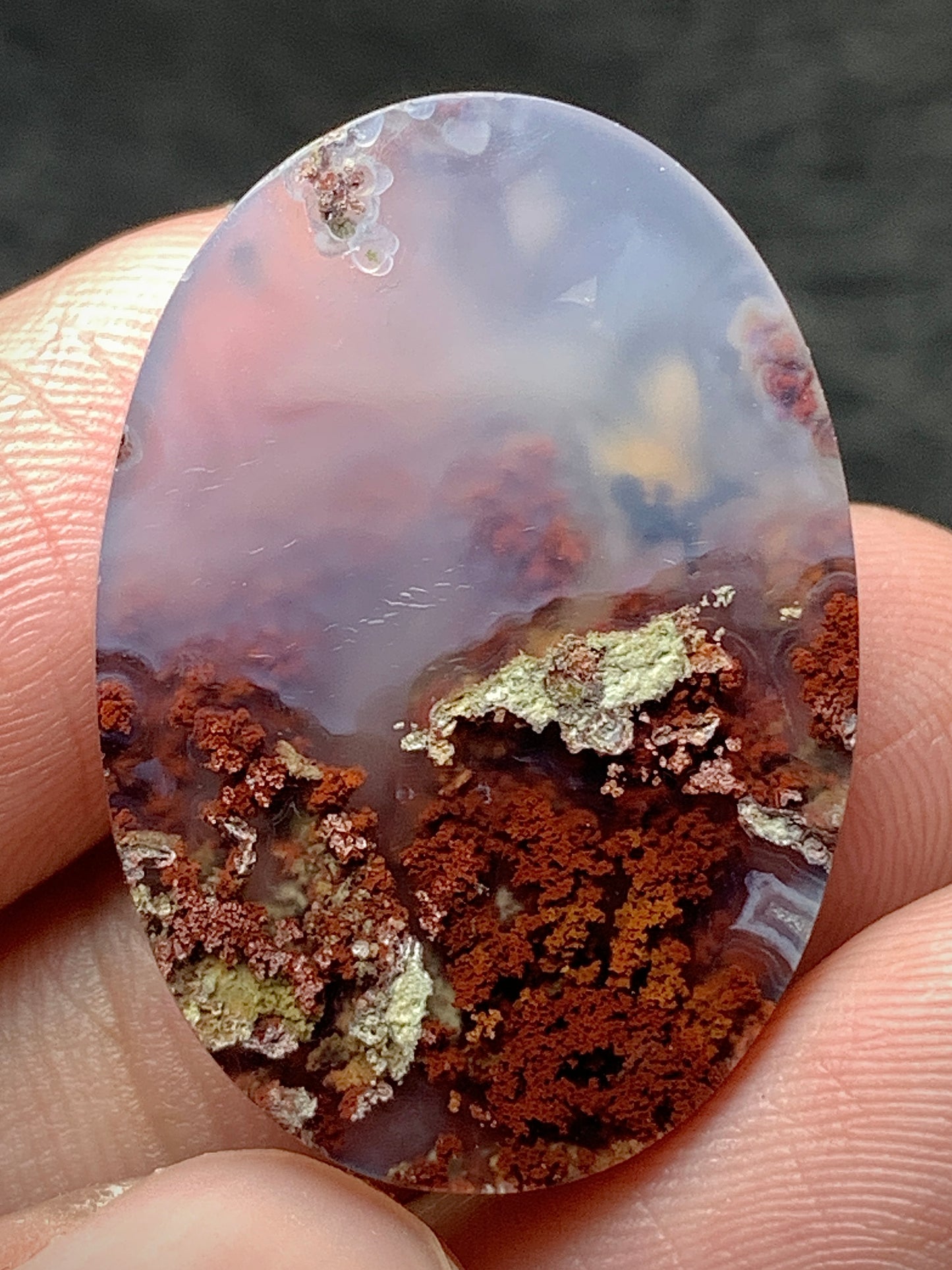 Scenic Moss Agate Oval Cabochon 28x19x6mm