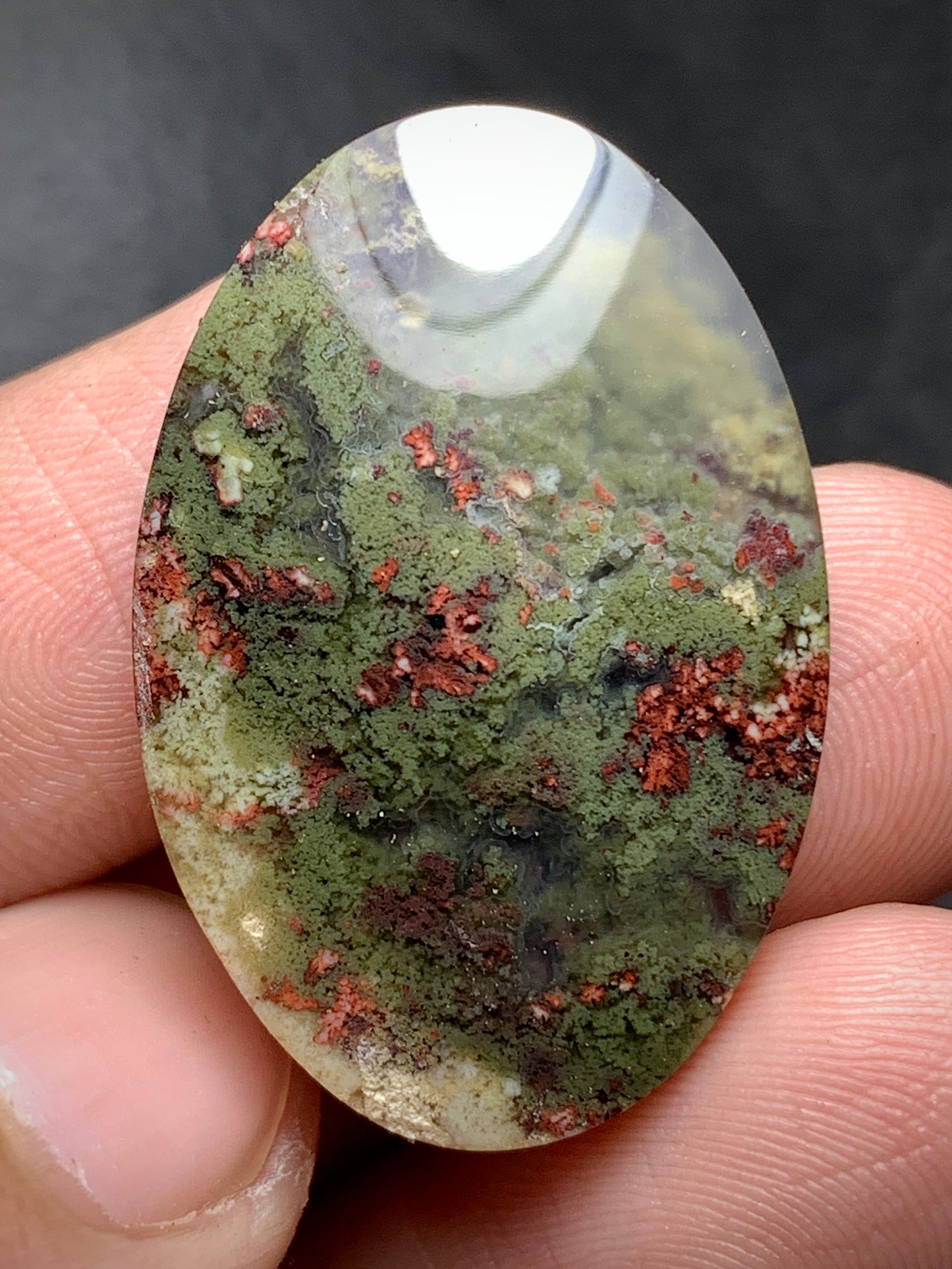 Moss Agate Oval Cabochon 29x19.4x5.5mm