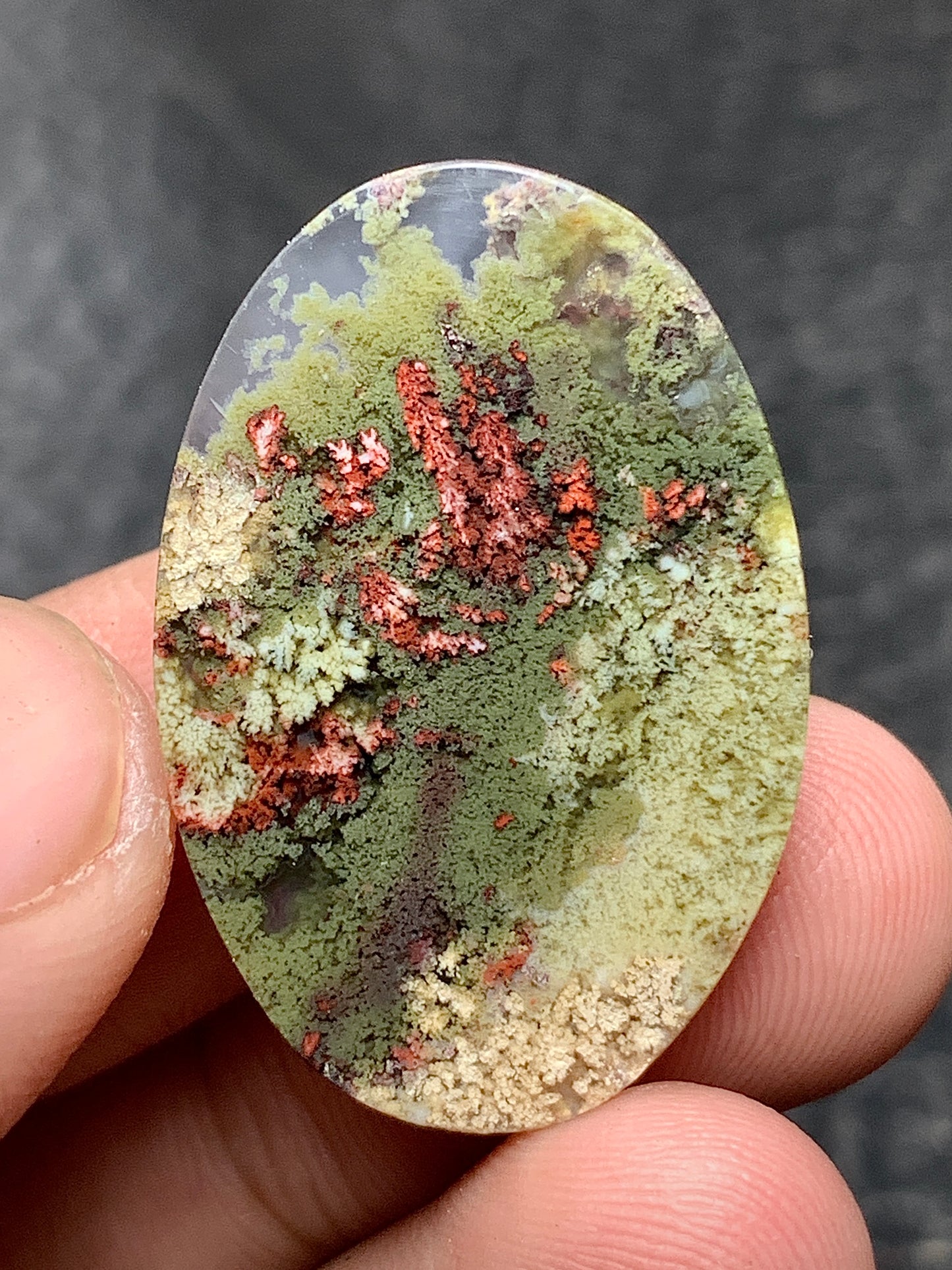 Moss Agate Oval Cabochon 29x19.4x5.5mm