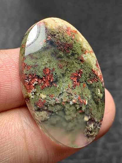 Moss Agate Oval Cabochon 29x19.4x5.5mm