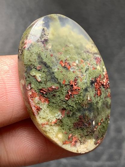 Moss Agate Oval Cabochon 29x19.4x5.5mm